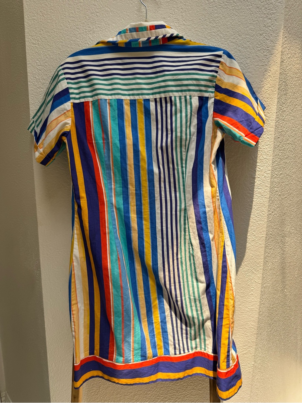 Delicatez Striped Button-Front Mini Dress in Multi-Color 100% Cotton Size L - Picture 10 of 10